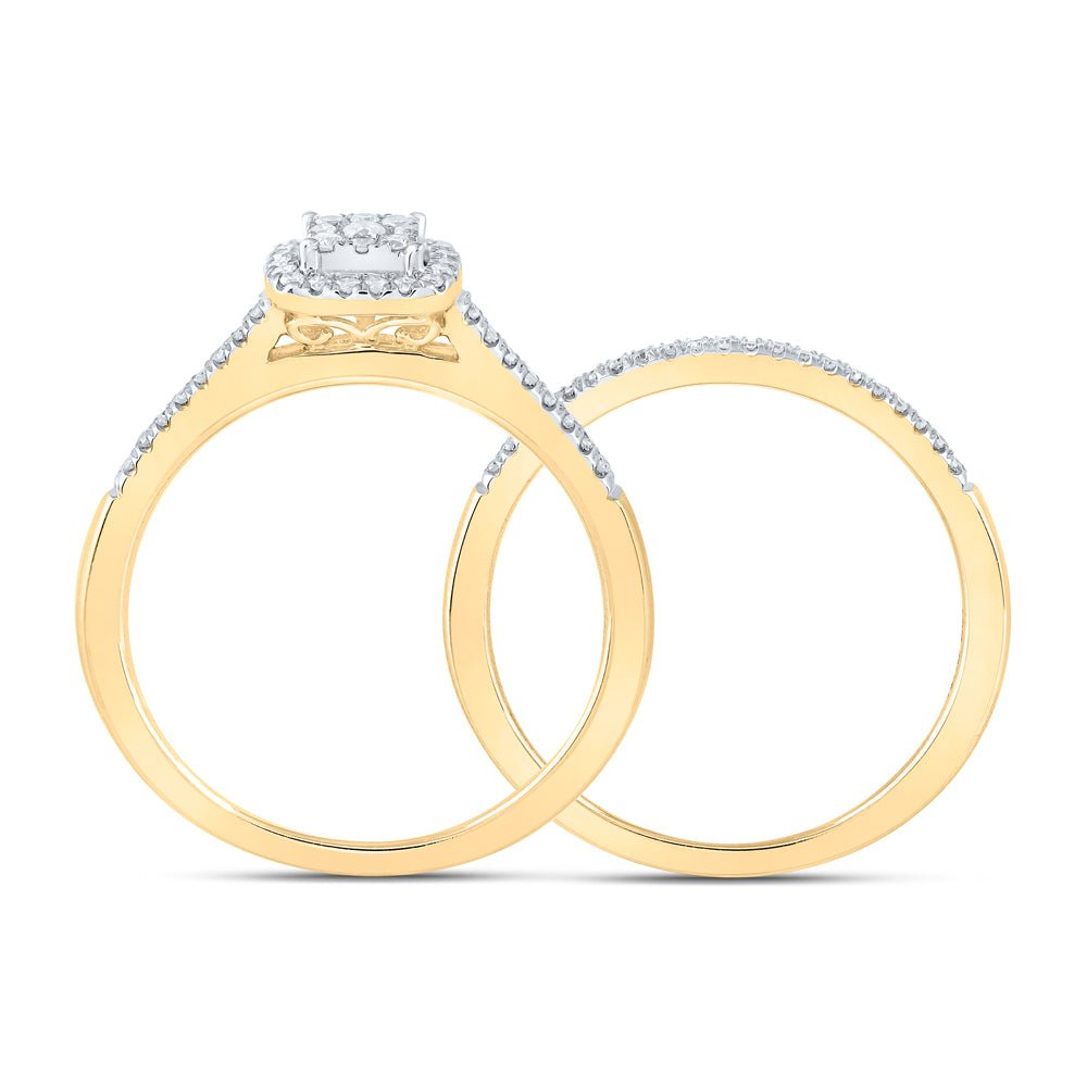 Eternal Love 10kt Yellow Gold Diamond Halo Bridal Wedding Ring Set - Splendid Jewellery