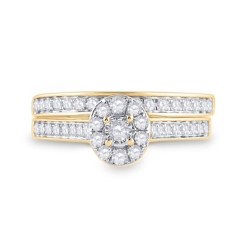Eternal Love 10kt Yellow Gold Round Diamond Bridal Wedding Ring Band Set 1/2 Cttw - Splendid Jewellery