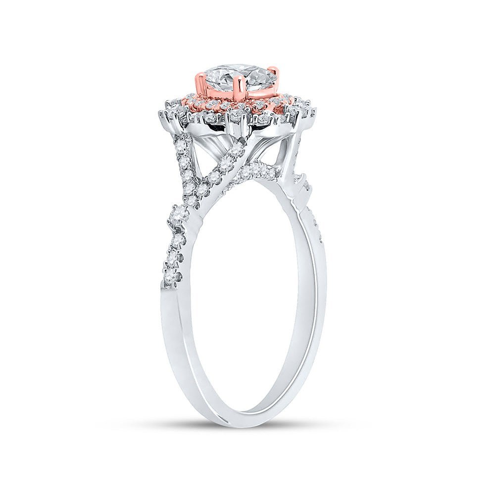 Eternal Love 14kt Two - tone Gold Oval Diamond Halo Bridal Wedding Engagement Ring - Splendid Jewellery