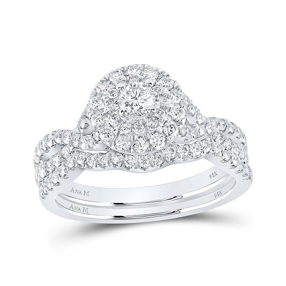 Eternal Love 14kt White Gold Diamond Halo Bridal Wedding Ring Band Set - Splendid Jewellery