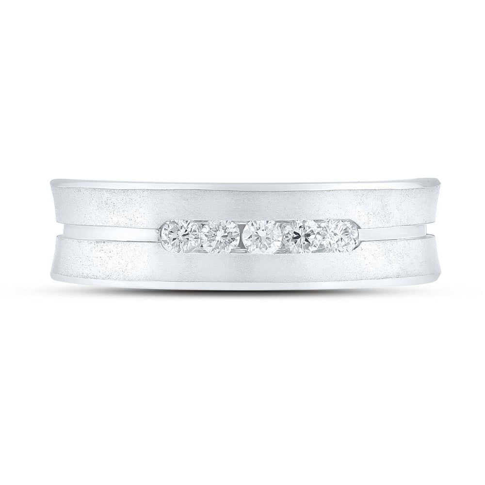 Eternal Love: 14kt White Gold Men's Round Diamond Wedding Band Ring - Splendid Jewellery