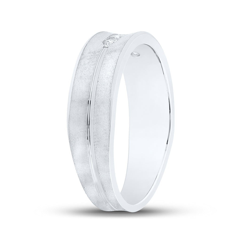 Eternal Love: 14kt White Gold Men's Round Diamond Wedding Band Ring - Splendid Jewellery