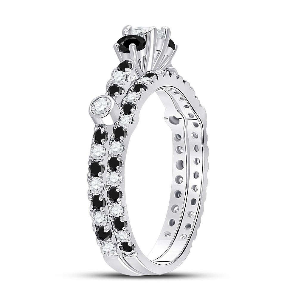 Eternal Love 14kt White Gold Round Diamond 3 - Stone Bridal Wedding Ring Band Set - Splendid Jewellery