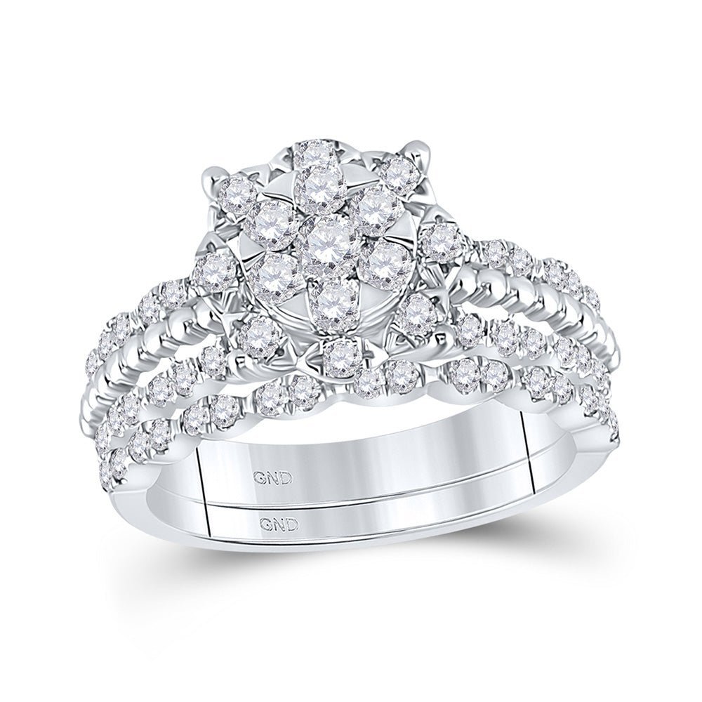 Eternal Love 14kt White Gold Round Diamond Bridal Wedding Ring Band Set - Splendid Jewellery