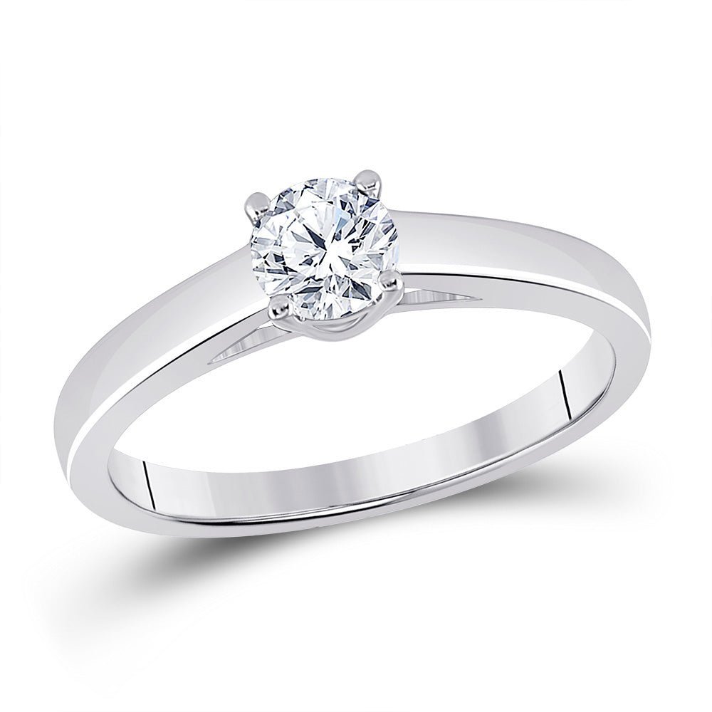 Eternal Love 14kt White Gold Round Diamond Solitaire Wedding Ring - Splendid Jewellery