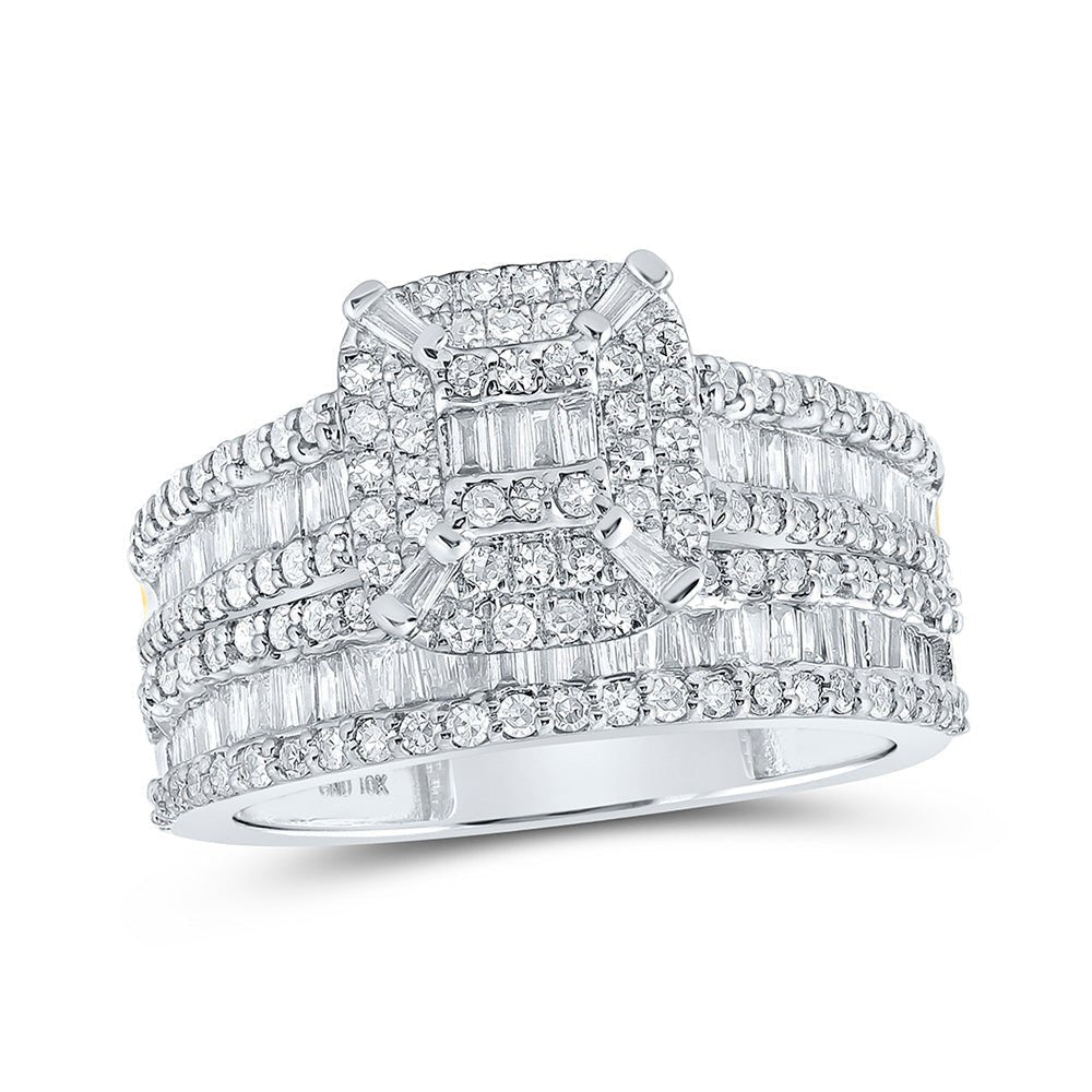 Eternal Love Collection | Exquisite 10kt White Gold Baguette Diamond Bridal Wedding Ring Band Set 1 - 1/3 Cttw - Splendid Jewellery