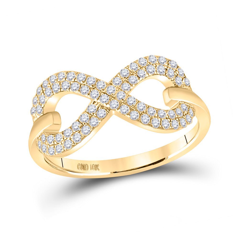 Eternal Love Diamond Band | 10kt Yellow Gold Womens Round Diamond Infinity Ring 1/3 Cttw - Splendid Jewellery