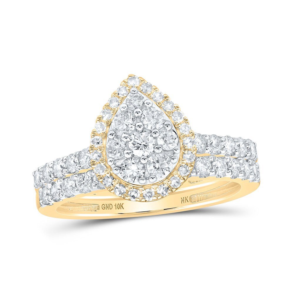 Eternal Love Diamond Teardrop Bridal Wedding Ring Band Set - Splendid Jewellery