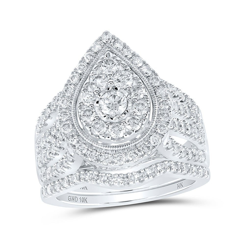 Eternal Love Diamond Teardrop Bridal Wedding Ring Set - Splendid Jewellery