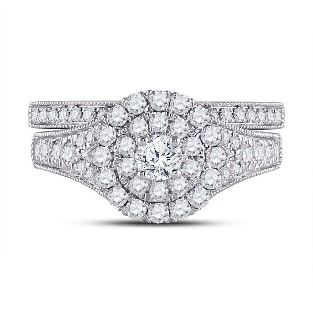 Eternal Radiance 10kt White Gold Round Diamond Bridal Wedding Ring Band Set 1 Cttw - Splendid Jewellery
