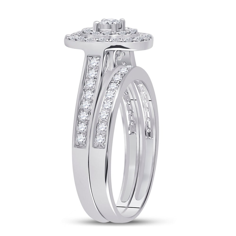 Eternal Radiance | 10kt White Gold Round Diamond Bridal Wedding Ring Band Set 1/2 Cttw - Splendid Jewellery