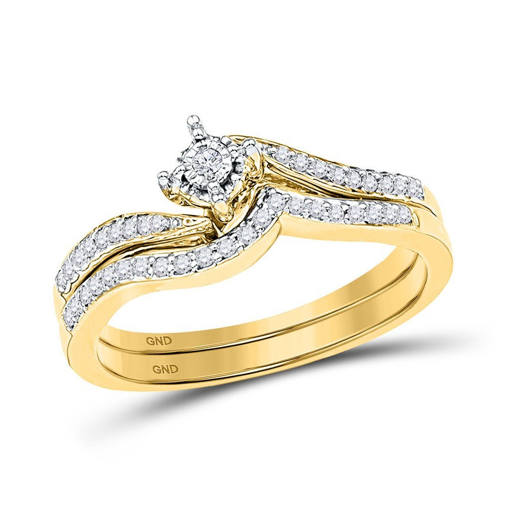 Eternal Radiance 10kt Yellow Gold Diamond Bridal Wedding Ring Band Set - Splendid Jewellery
