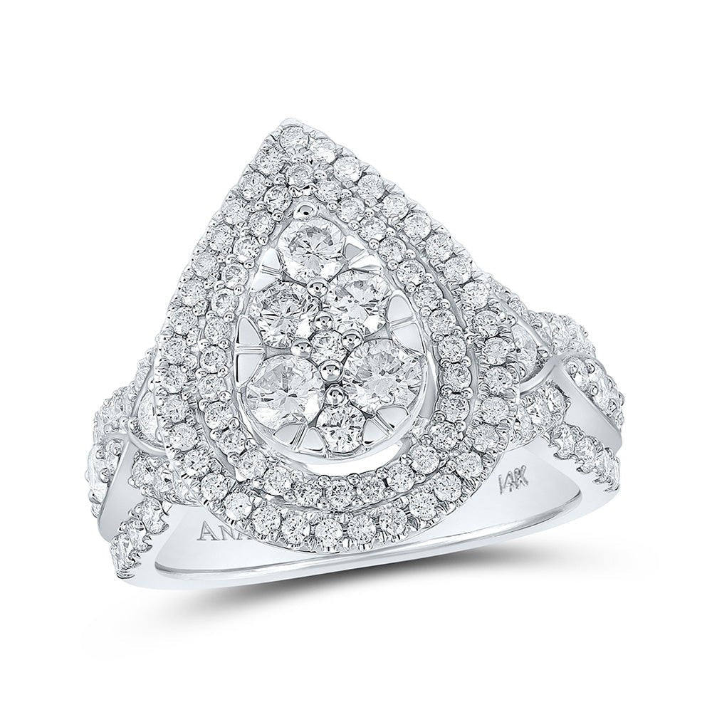 Eternal Radiance 14kt White Gold Diamond Tear Bridal Wedding Engagement Ring - Splendid Jewellery