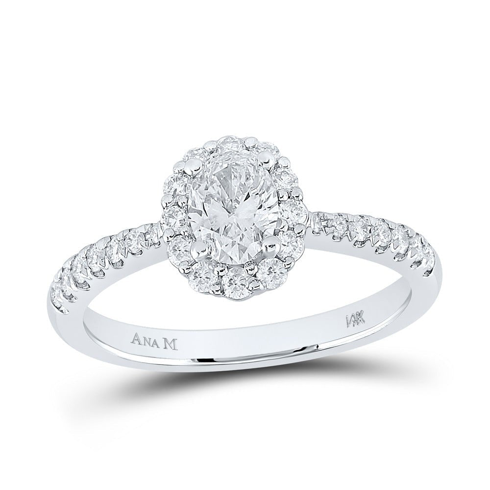 Eternal Radiance 14kt White Gold Oval Diamond Halo Bridal Wedding Engagement Ring - Splendid Jewellery