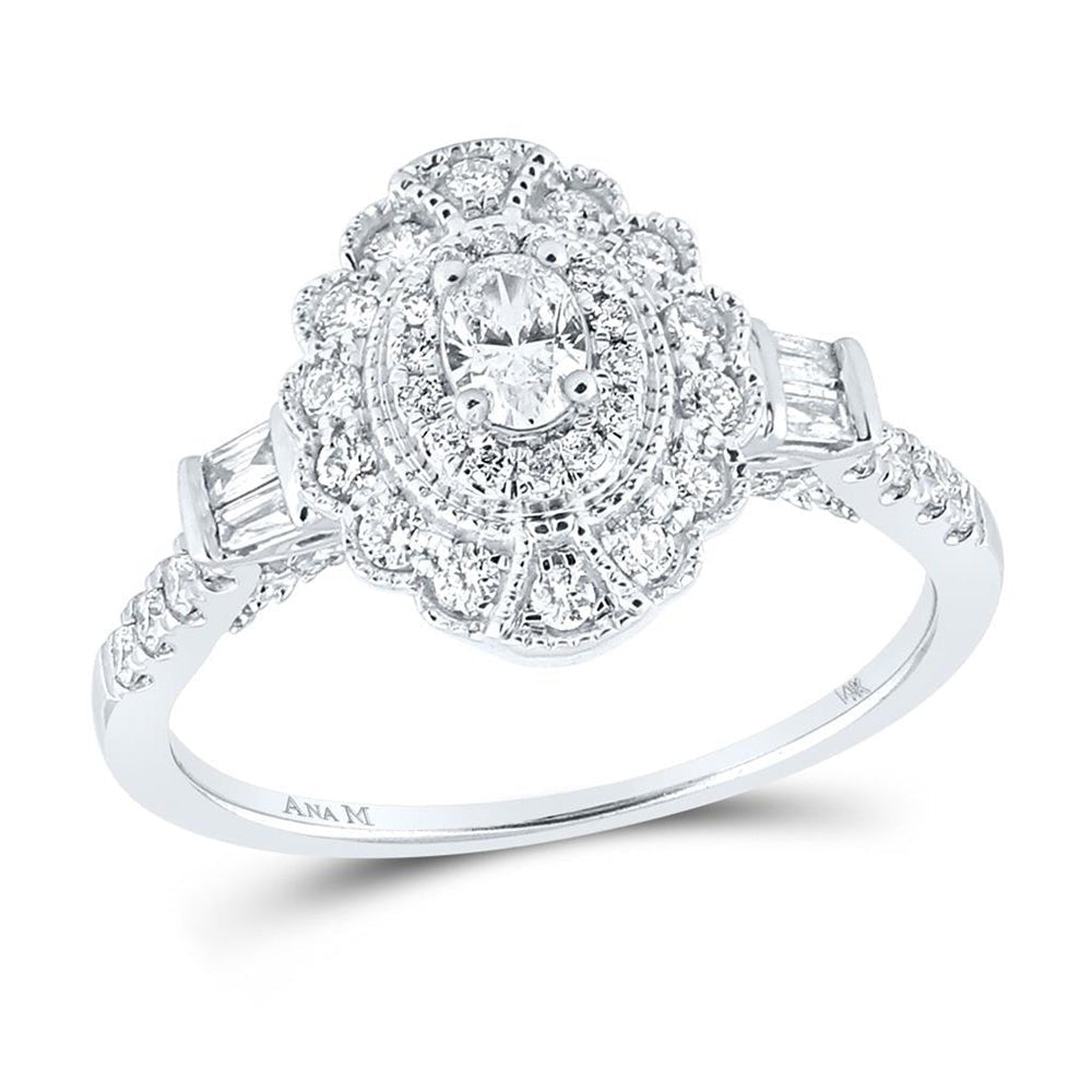 Eternal Radiance 14kt White Gold Oval Diamond Halo Solitaire Bridal Wedding Engagement Ring - Splendid Jewellery