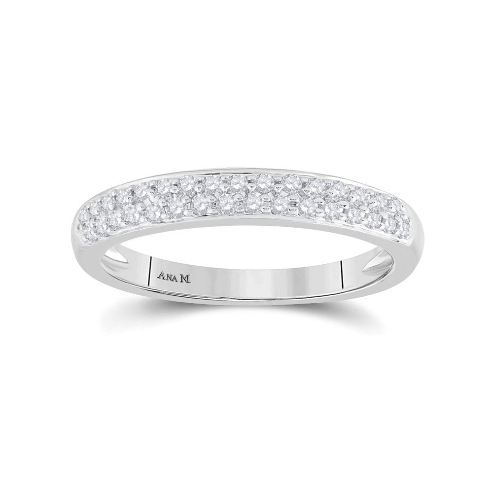 Eternal Sparkle: 14kt White Gold Women's Round Diamond Wedding Double Row Pave Band - Splendid Jewellery