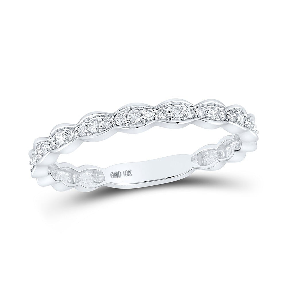 Ethereal Elegance: 10kt White Gold Diamond Stacking Band Ring - Splendid Jewellery