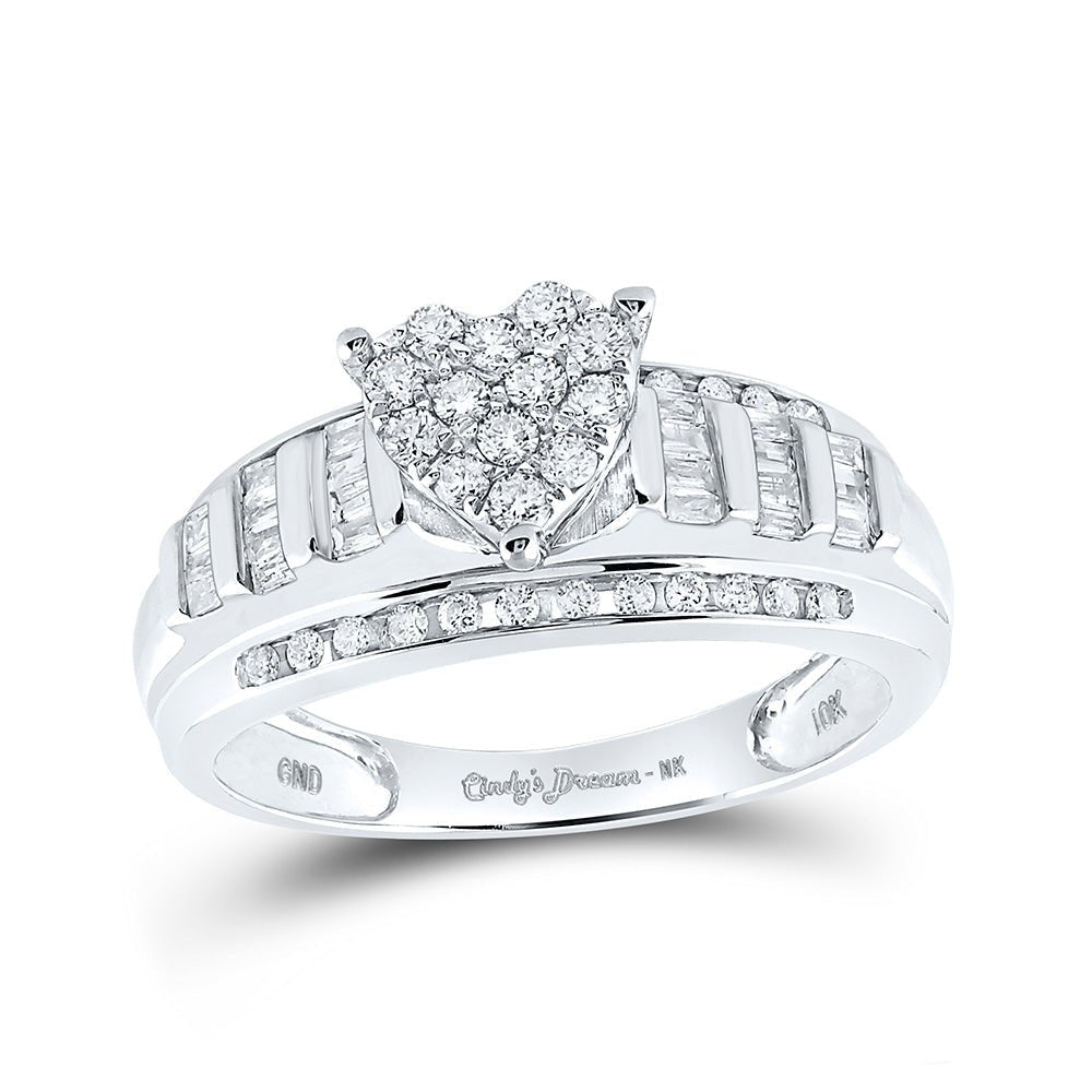 Ethereal Love: 10kt White Gold Heart Diamond Bridal Wedding Ring - Splendid Jewellery