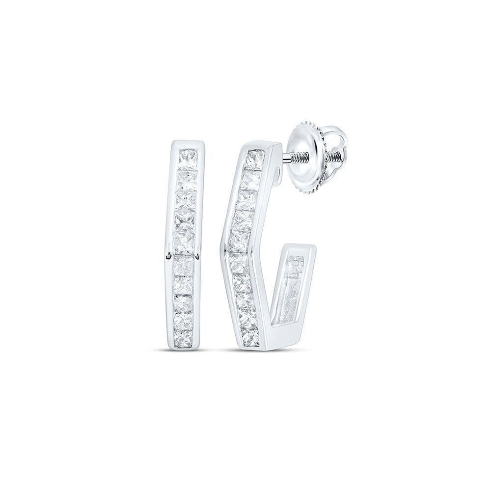 Exquisite 10kt White Gold Princess Diamond Half Hoop Earrings - Splendid Jewellery