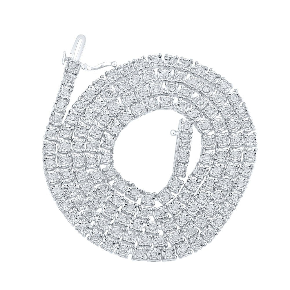Exquisite 10kt White Gold Round Diamond Link Chain Necklace for Men - 4 - 3/4 Cttw - Splendid Jewellery