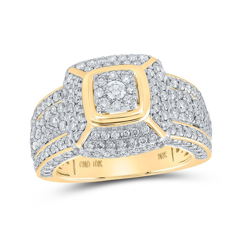 Exquisite 10kt Yellow Gold Mens Diamond Square Ring - A Dazzling Statement Piece! - Splendid Jewellery
