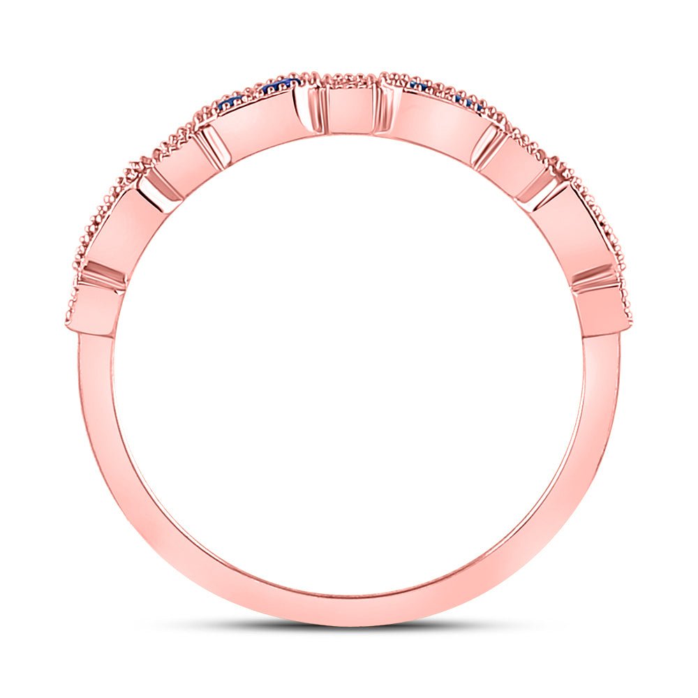Exquisite Blue Sapphire and Diamond Stackable Band - 10kt Rose Gold Women's Ring - Splendid Jewellery