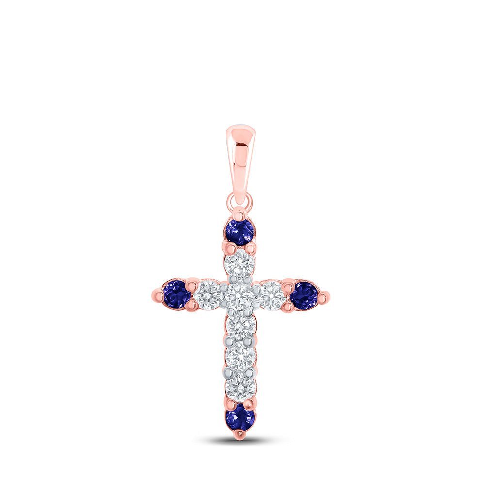 Exquisite Blue Sapphire Diamond Cross Pendant - Splendid Jewellery