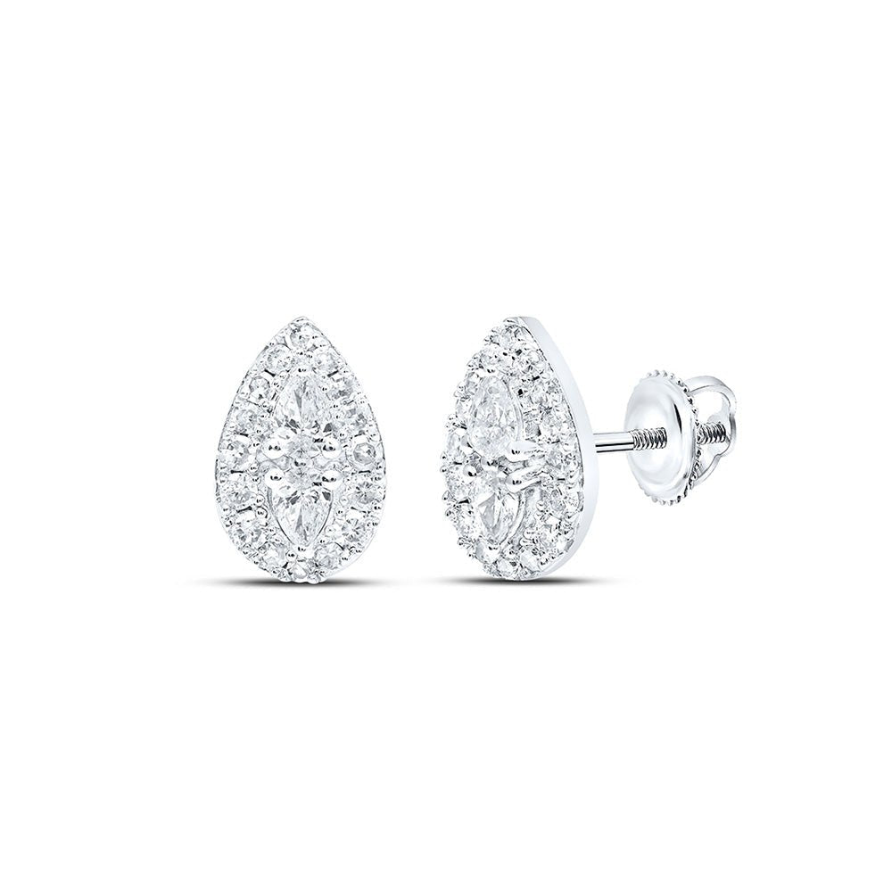 Exquisite Brilliance: 10kt White Gold Pear Diamond Teardrop Earrings - Splendid Jewellery