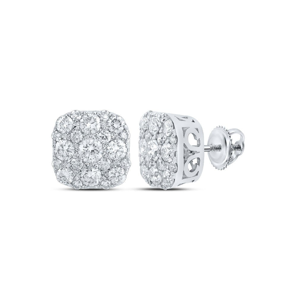 Exquisite Brilliance: 10kt White Gold Womens Round Diamond Square Earrings 1 Cttw - Splendid Jewellery