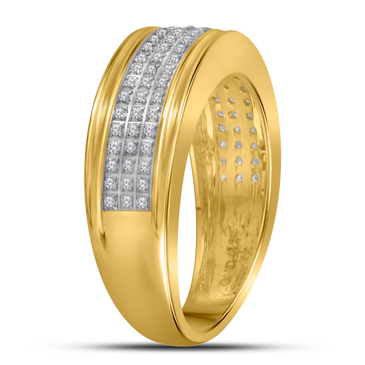Exquisite Brilliance: 10kt Yellow Gold Men's Diamond Wedding Band - Splendid Jewellery