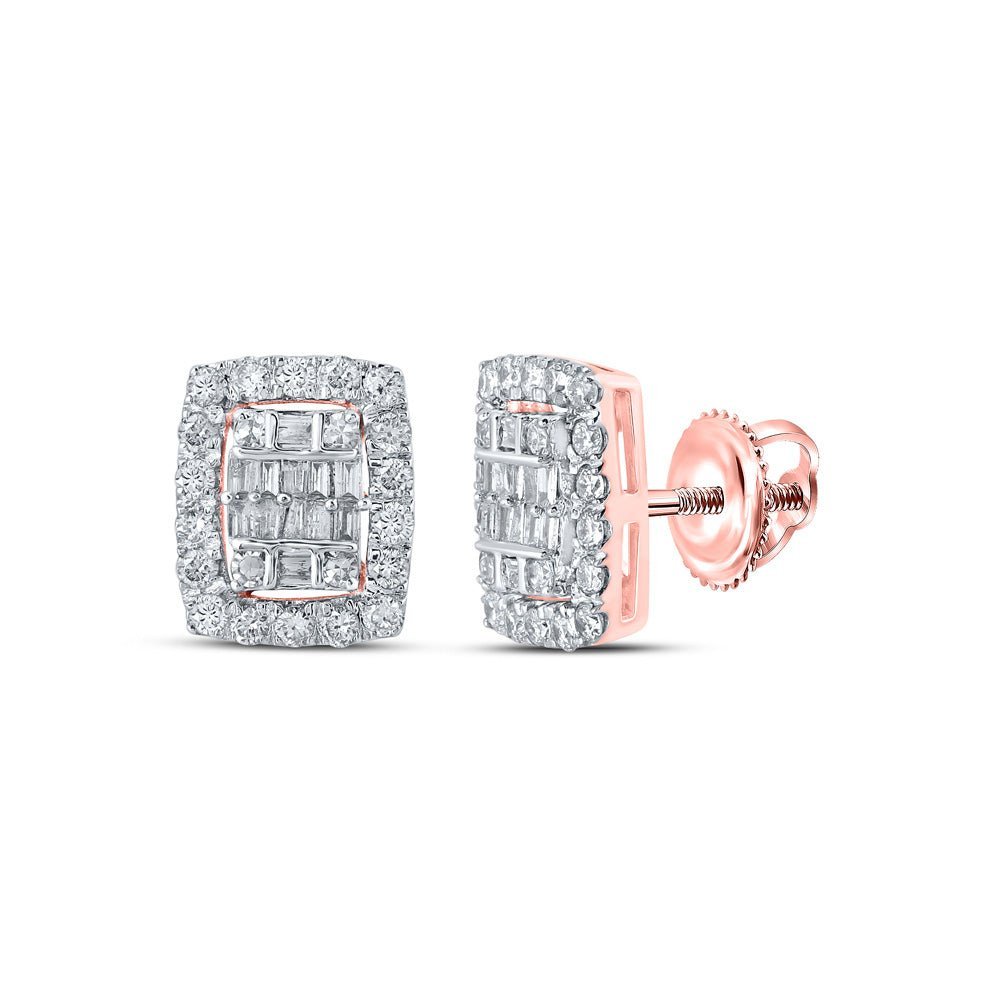 Exquisite Rose Gold Baguette Diamond Cluster Earrings - Splendid Jewellery