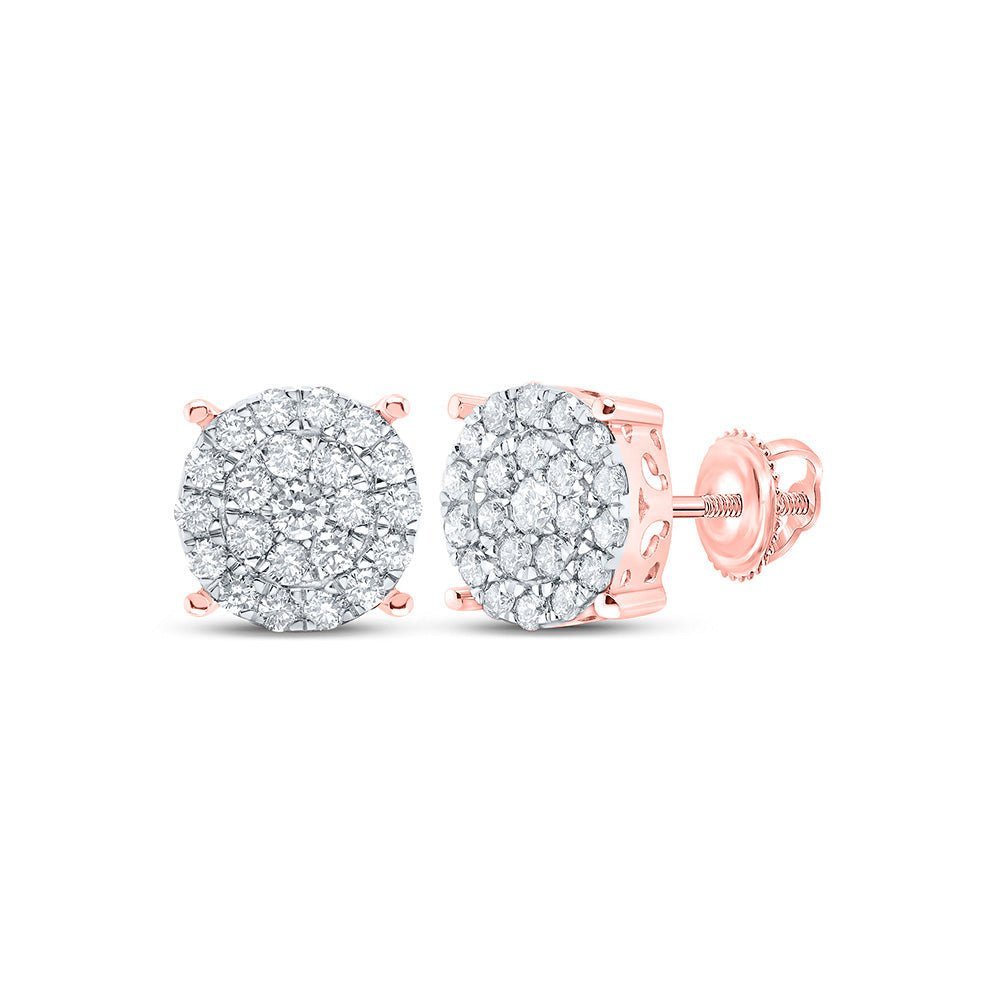 Exquisite Rose Gold Diamond Cluster Earrings - A Dazzling Display of Brilliance - Splendid Jewellery