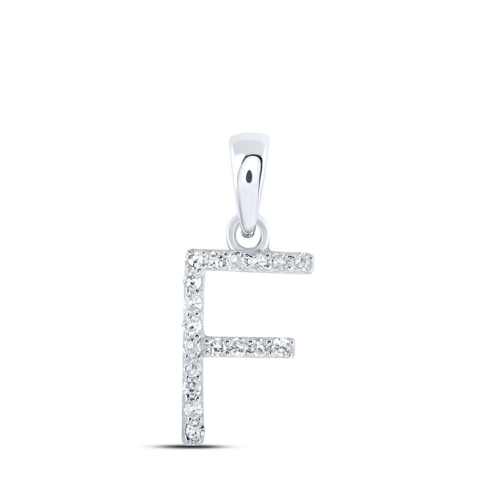Fleeting Elegance: 10kt White Gold Diamond F Initial Pendant - Splendid Jewellery