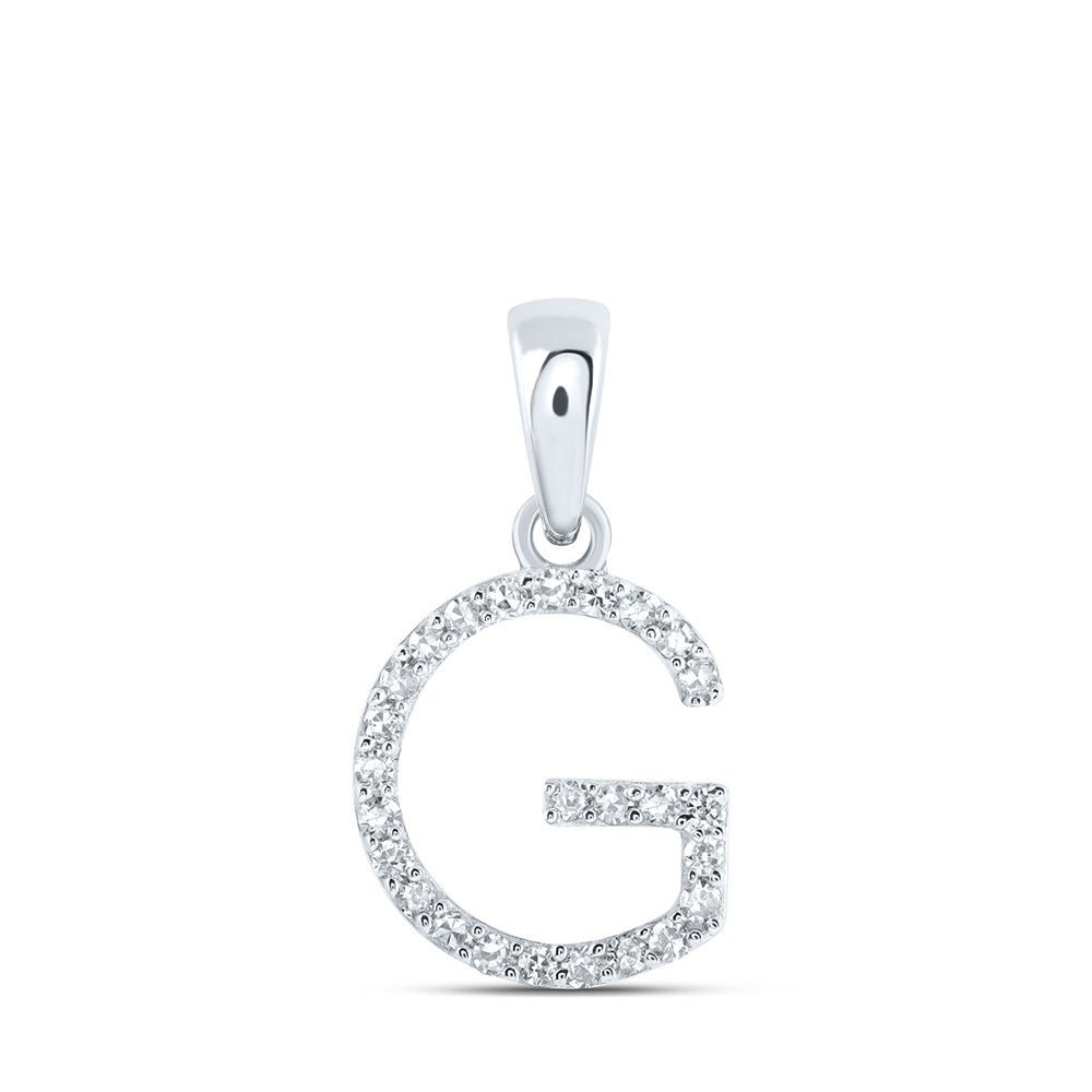 Glamorous Glimmer: 10kt White Gold Diamond Initial Pendant - Splendid Jewellery