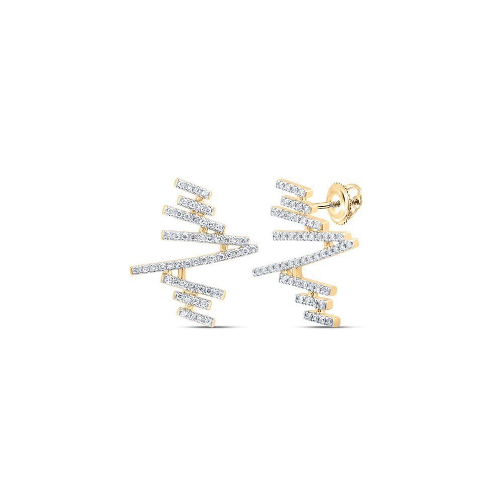 Golden Glamour Diamond Bar Earrings - Splendid Jewellery