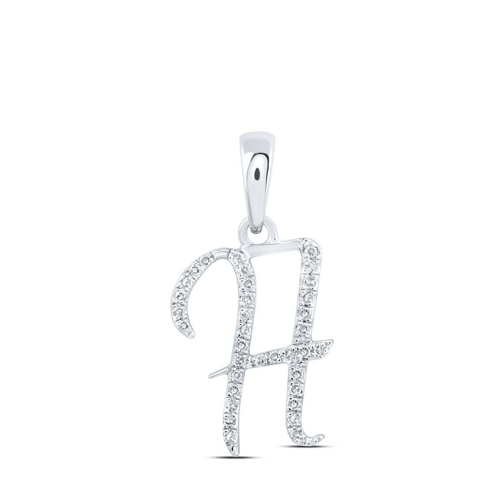 H Initial Brilliance: 10kt White Gold Diamond Letter Pendant - Splendid Jewellery