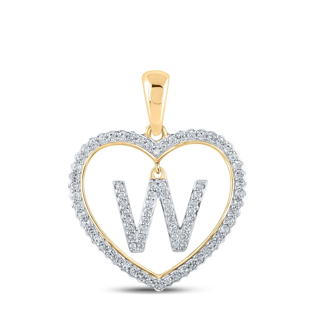 Heartfelt Brilliance: 10kt Yellow Gold Diamond Initial & Letter Pendant - Splendid Jewellery