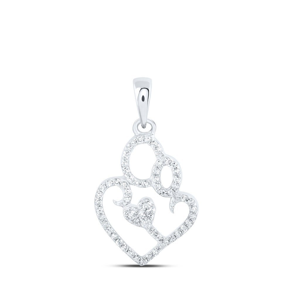 Heartfelt Love: 10kt White Gold Diamond Mom Child Pendant - Splendid Jewellery
