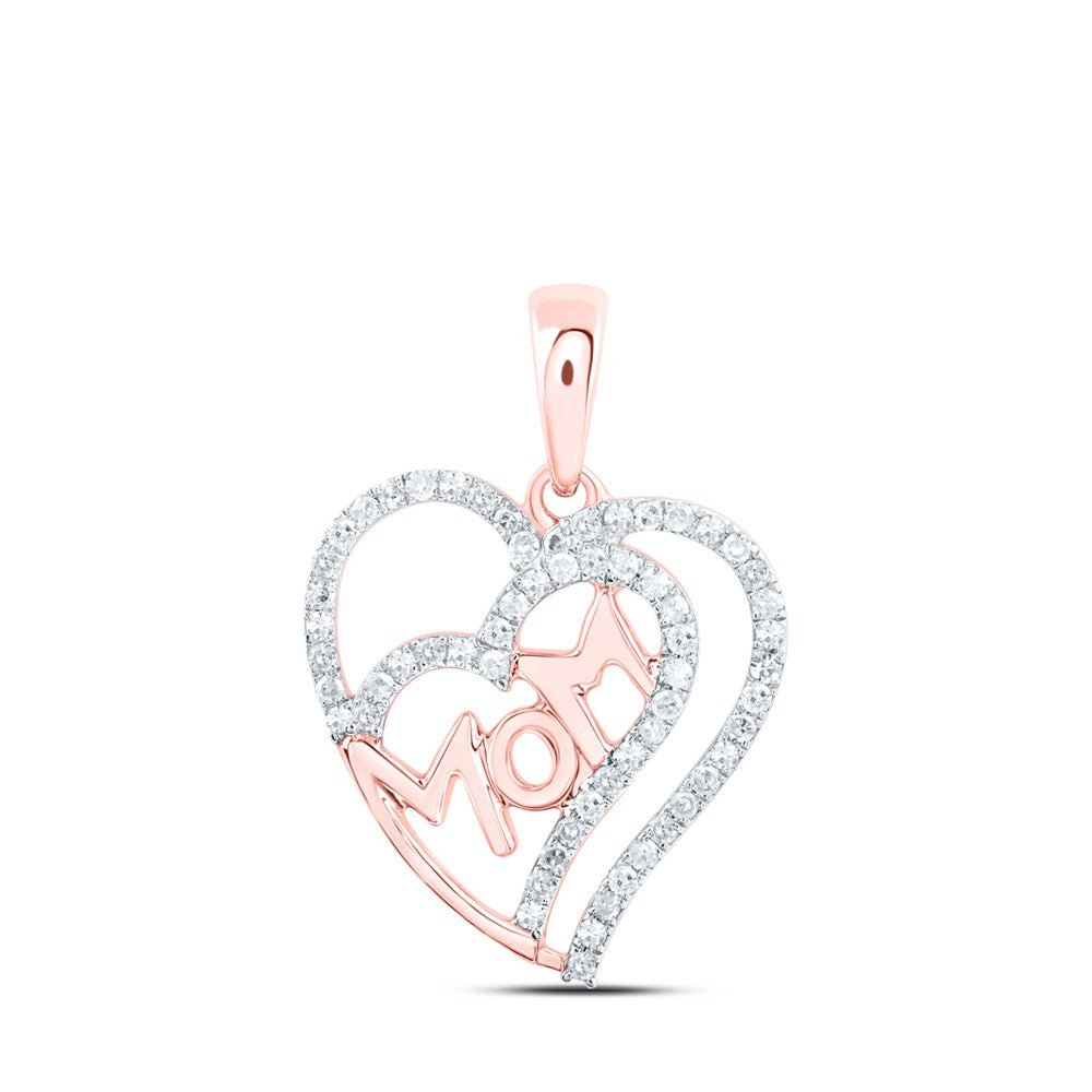 Heartfelt Love Diamond Pendant - 10kt Rose Gold Mom Necklace with Round Diamond 1/3 Cttw - Splendid Jewellery