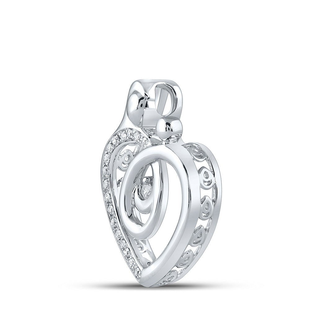Heartfelt Love Diamond Pendant | 10kt White Gold Round Diamond Mom Necklace 1/8 Cttw - Splendid Jewellery