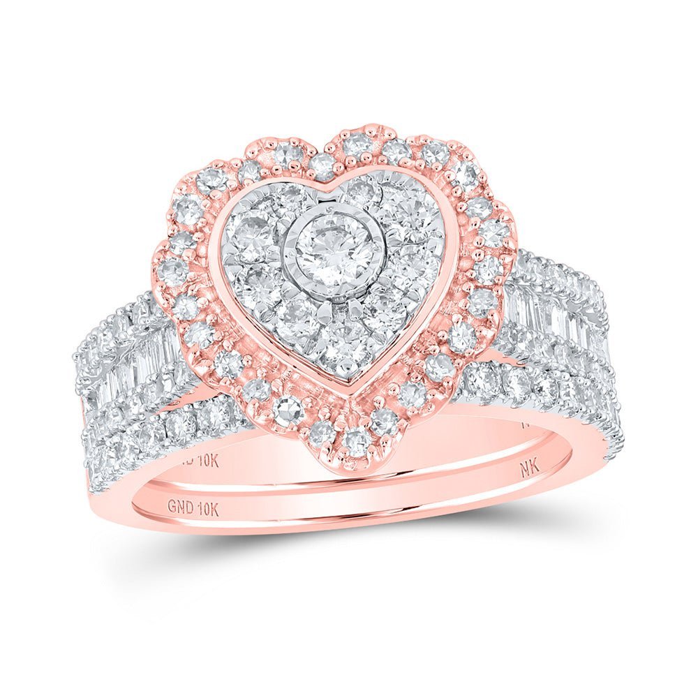 Heart's Embrace 10kt Rose Gold Diamond Wedding Ring Set - Splendid Jewellery