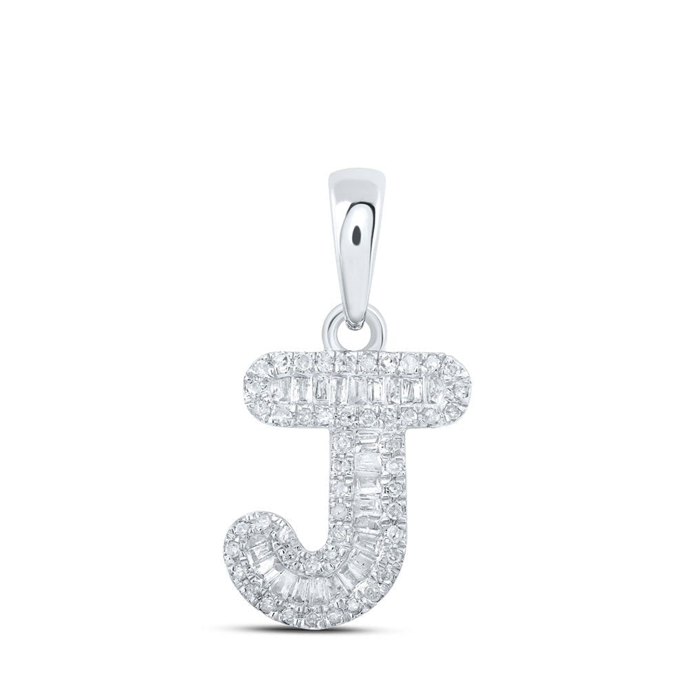 Jewel - Encrusted Initial Elegance: 10kt White Gold Diamond J Pendant - Splendid Jewellery