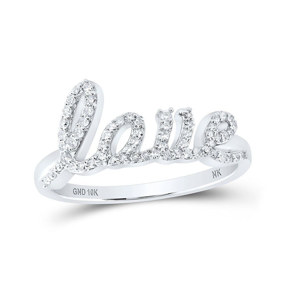 Love Sparkle: 10kt White Gold Women's Round Diamond Band Ring 1/4 Cttw - Splendid Jewellery