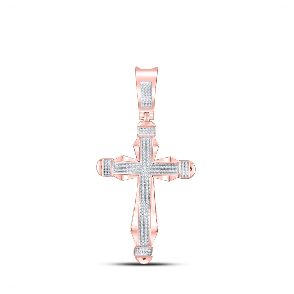 Luxurious 10kt Rose Gold Men's Diamond Cross Pendant - 1/2 Cttw - Splendid Jewellery