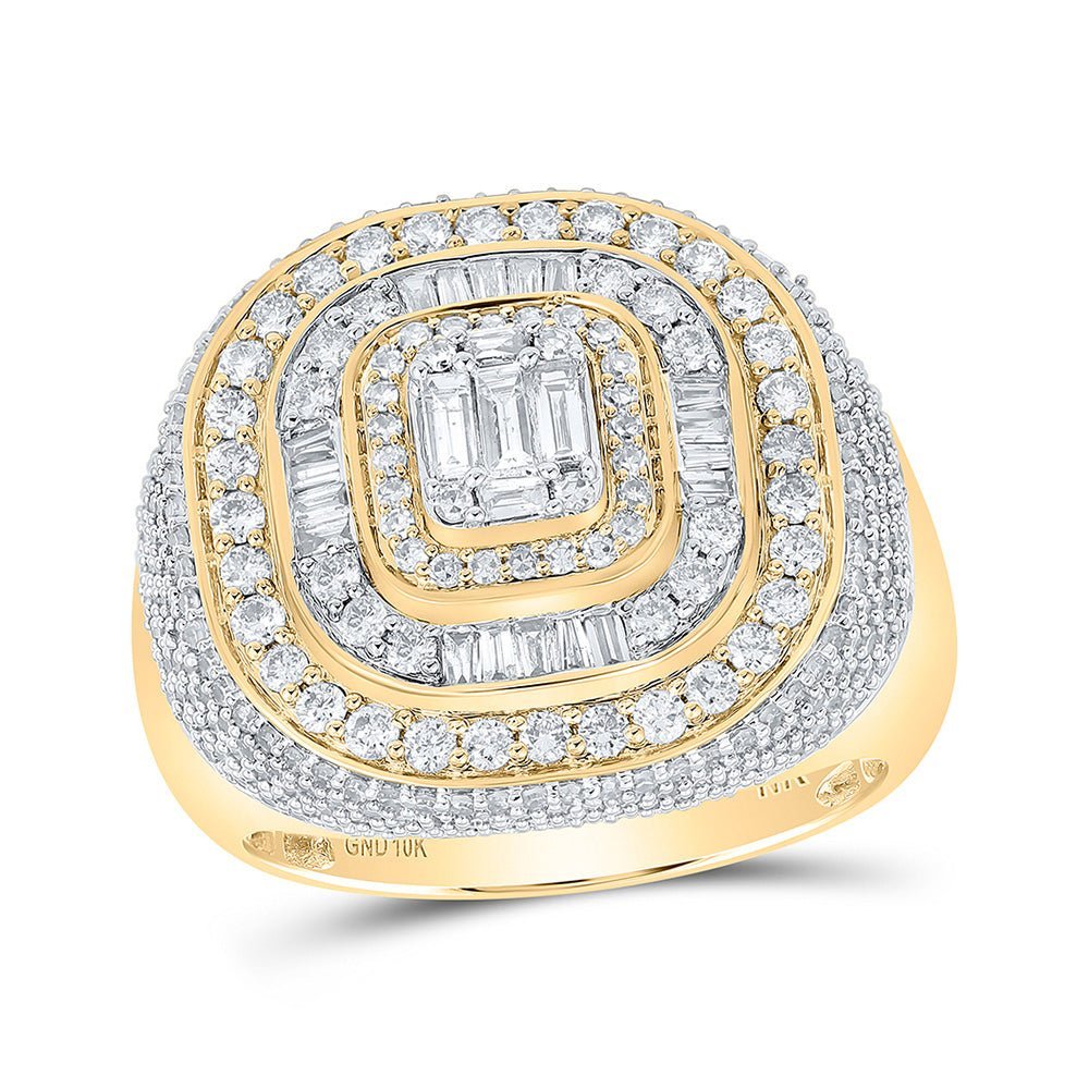 Luxurious 10kt Yellow Gold Men's Baguette Diamond Square Ring - A Dazzling Statement Piece! - Splendid Jewellery