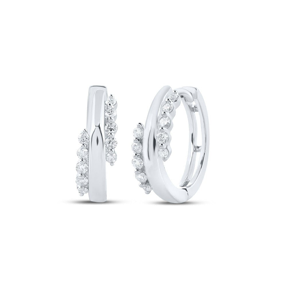 Luxurious Brilliance: 10kt White Gold Diamond Hoop Earrings - Splendid Jewellery