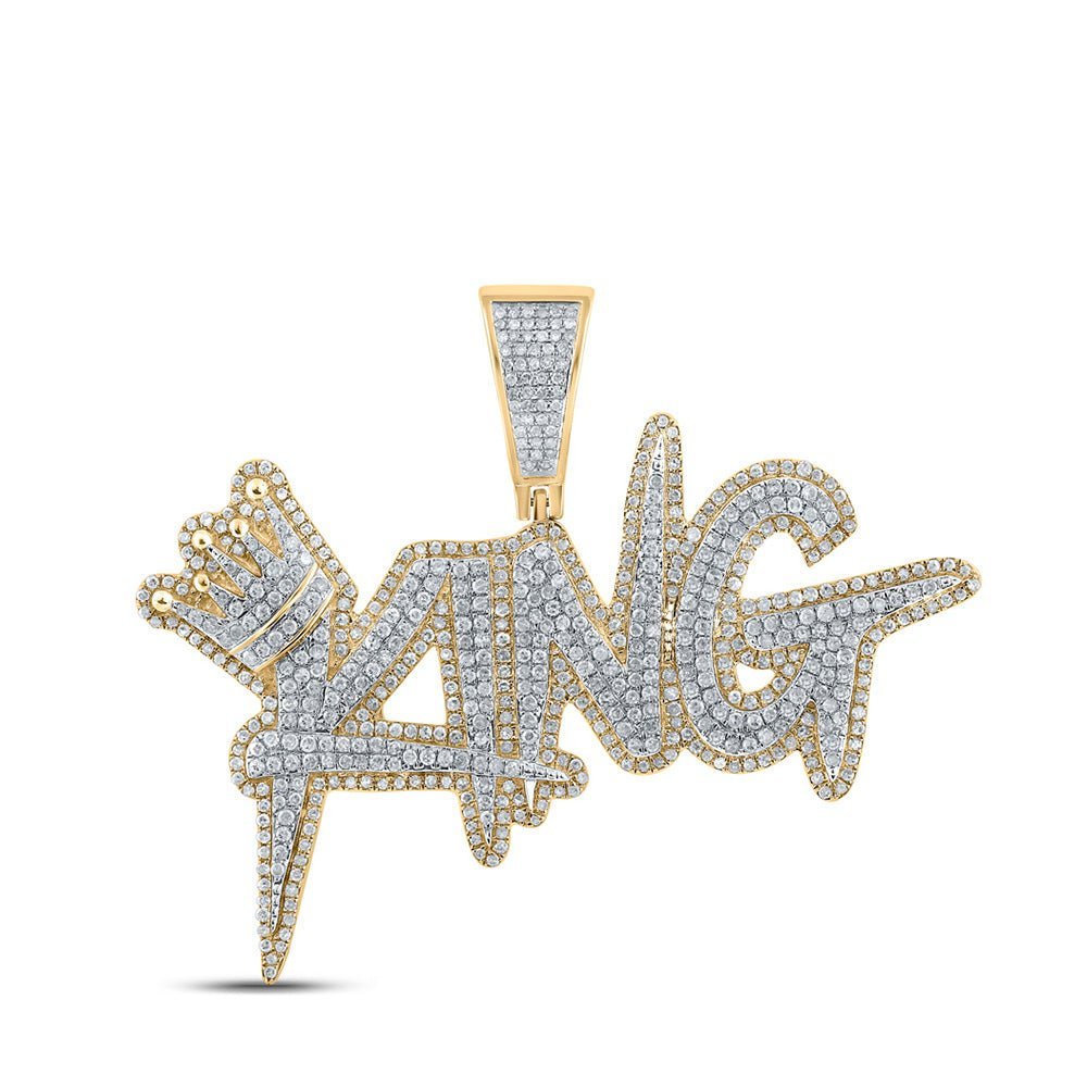 Majestic 14kt Two - tone Gold Mens Round Diamond King Crown Charm Pendant 2 - 1/2 Cttw - Splendid Jewellery
