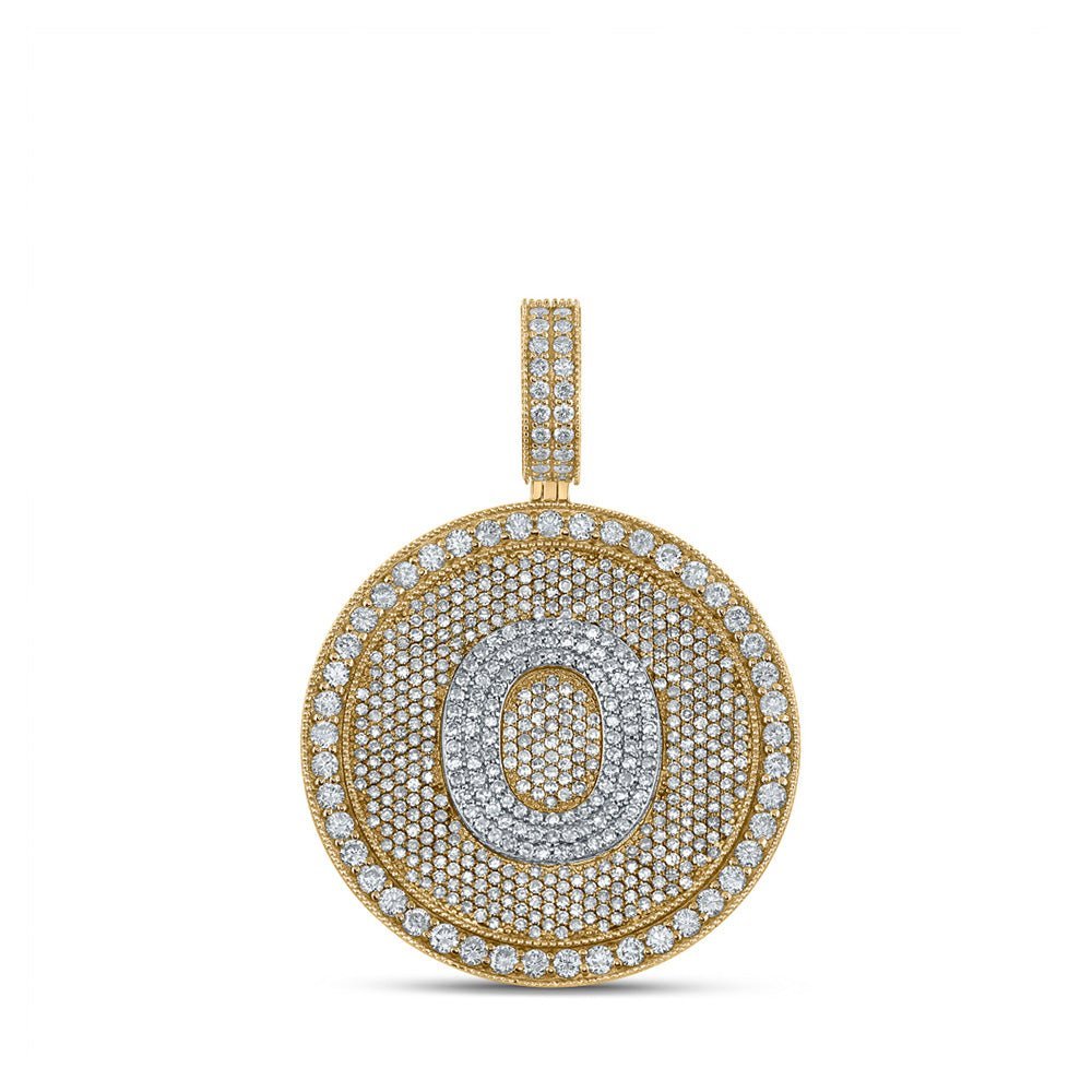 Men's Diamond O Initial Charm Pendant in Two - tone Gold - 3 - 7/8 Cttw - Splendid Jewellery
