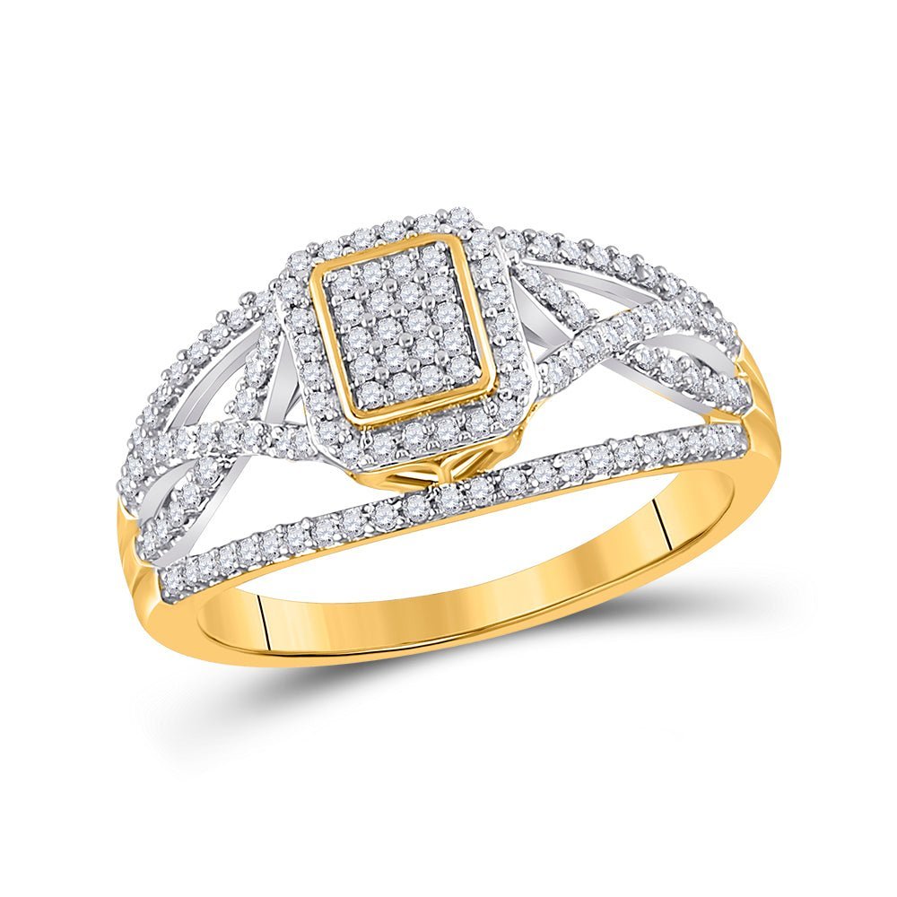 Mesmerizing Brilliance: 10kt Yellow Gold Diamond Cluster Ring 1/3 Cttw - Splendid Jewellery