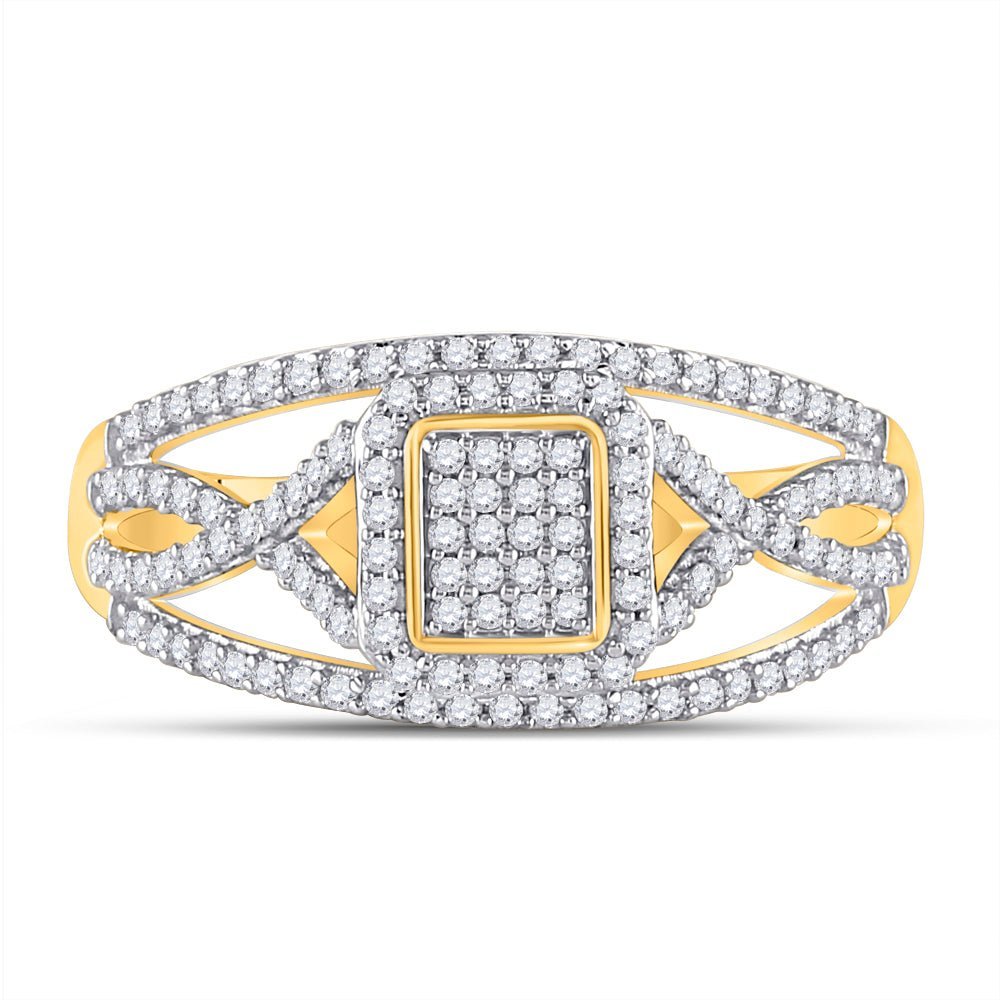 Mesmerizing Brilliance: 10kt Yellow Gold Diamond Cluster Ring 1/3 Cttw - Splendid Jewellery
